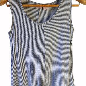 St. Tropez West 100% Linen Sleeveless Blue White Striped Tank Top Womens S